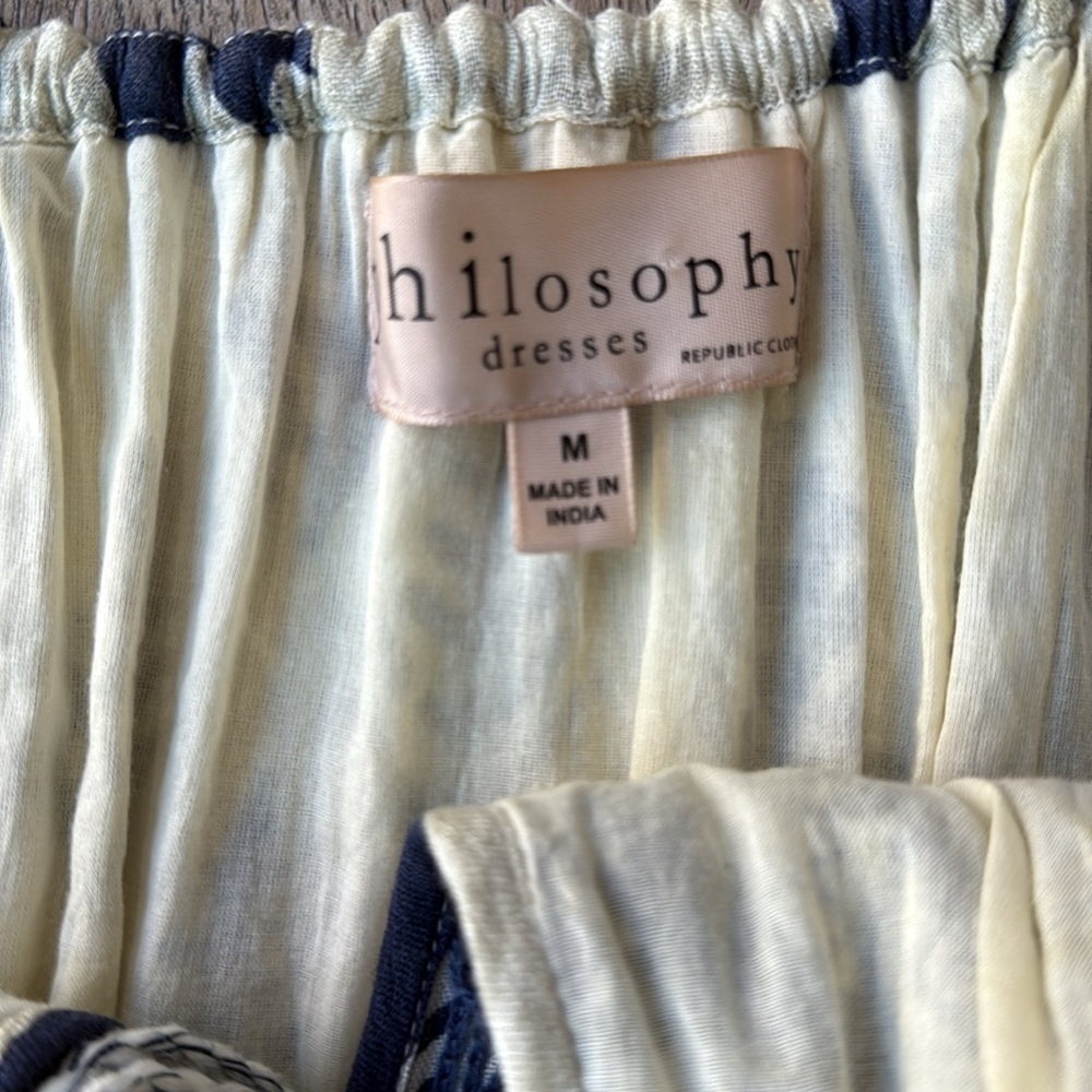 Philosophy Dress Blue and White Soledad Maxi Dress Size Medium Sleeveless - Picture 5 of 15